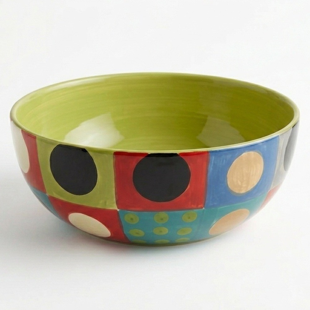 Pier 1 Urban Dot Handcrafted Earthenware 11" Large Serving Bowl Discontinued